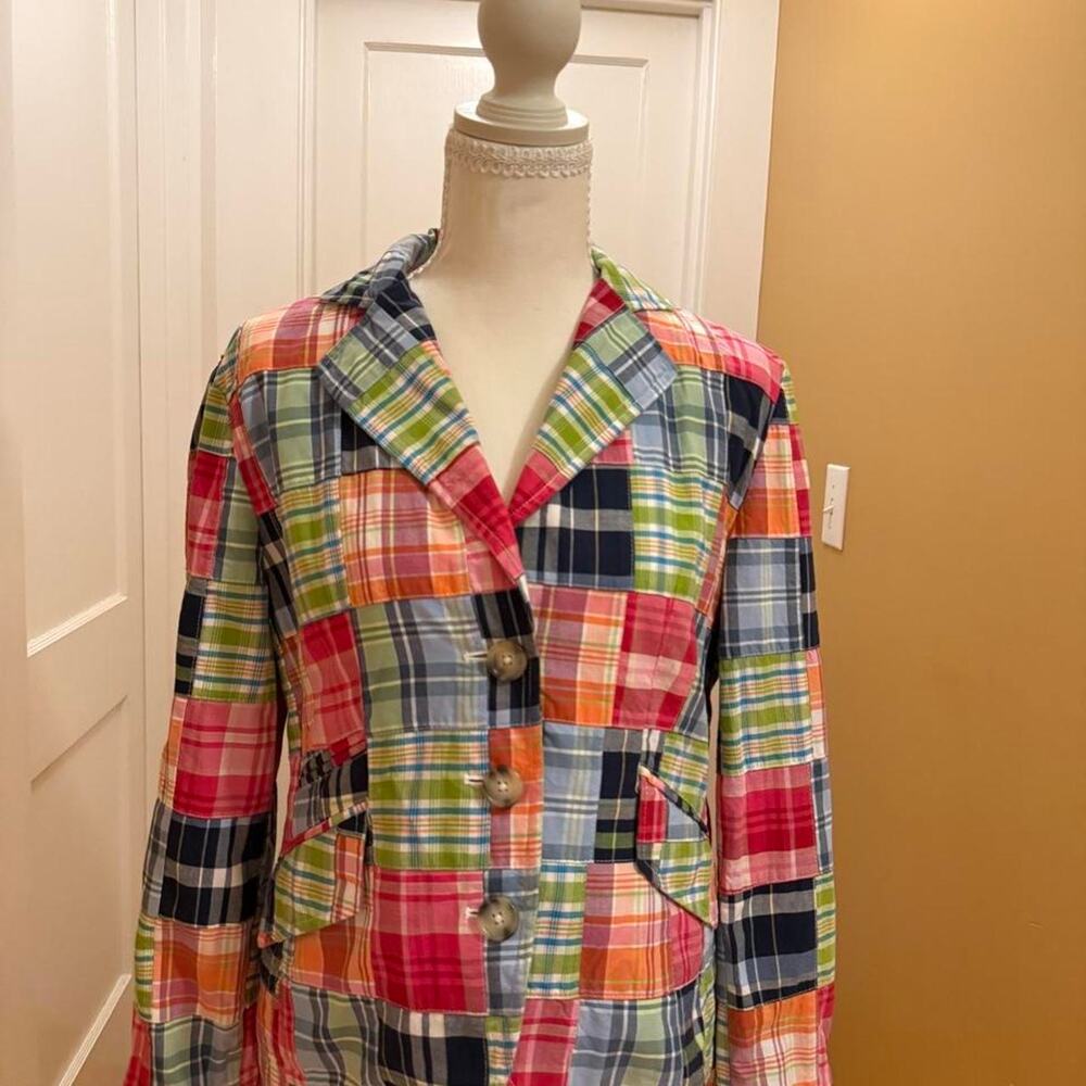 Vintage LL Bean Multicolored Patchwork Plaid blazer